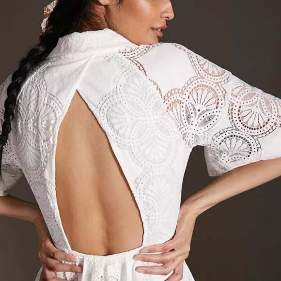 Anthropologie Maeve Eyelet Midi Dress - Picture 2 of 8